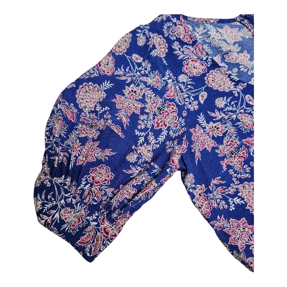 NWT Loft Puff Sleeve Swing Dress, floral design, Size 8 - Picture 6 of 9